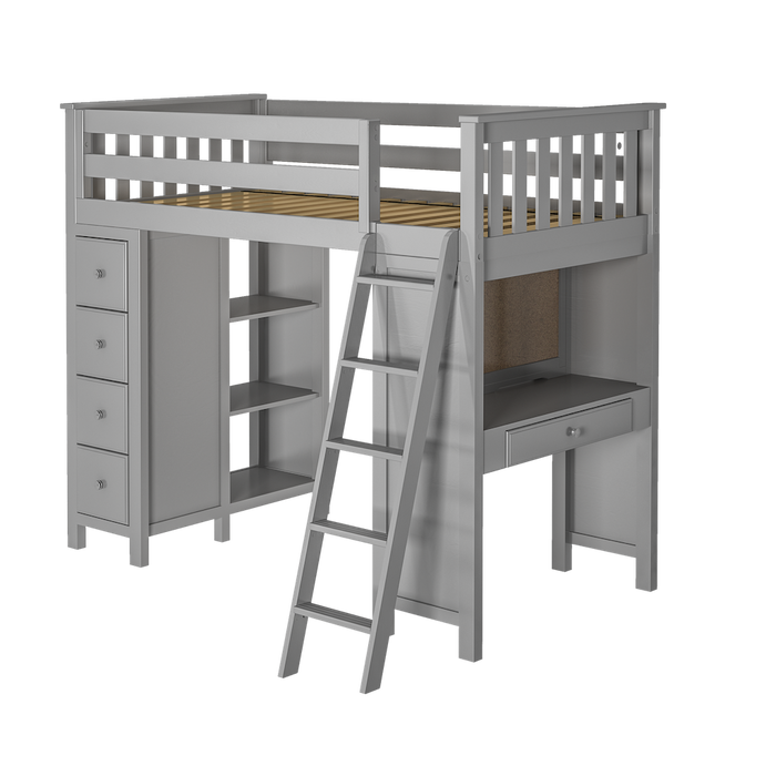 Jackpot Kids Kensington All-In-One Twin Loft Bed with Desk & Storage