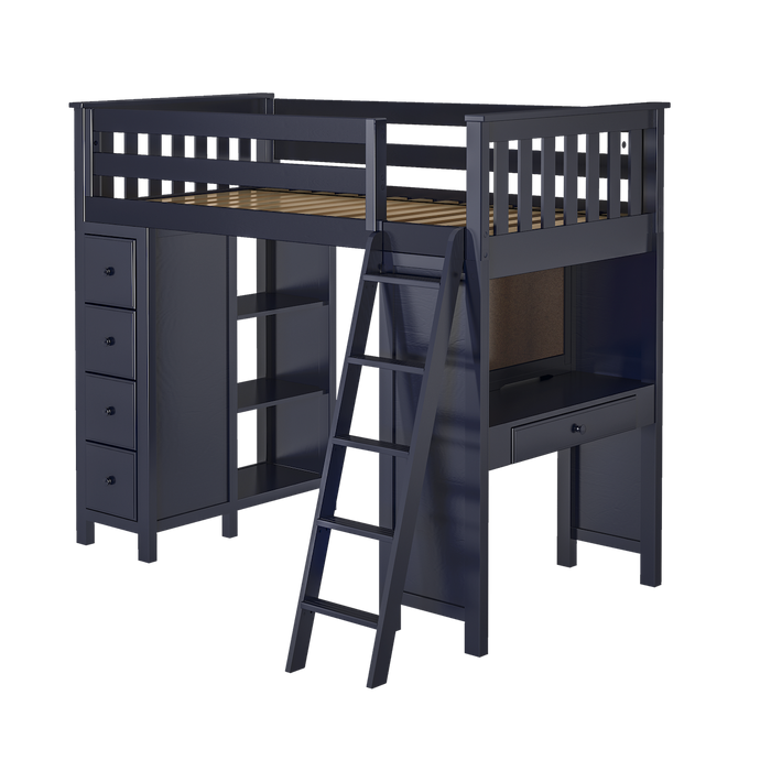 Jackpot Kids Kensington All-In-One Twin Loft Bed with Desk & Storage