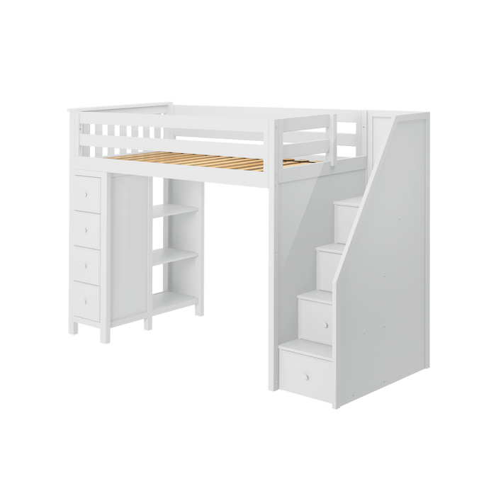 Jackpot Kids Oxford All-In-One Twin Loft Bed with Staircase & Storage