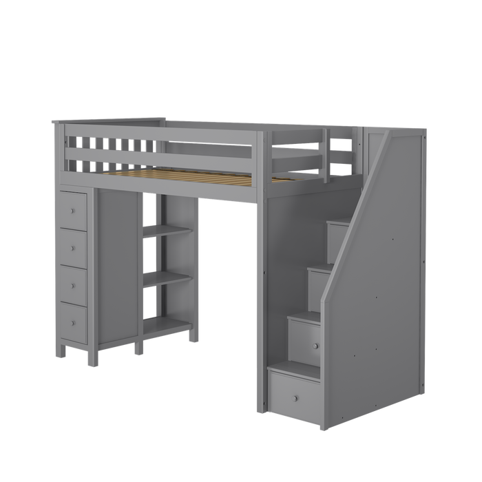 Jackpot Kids Oxford All-In-One Twin Loft Bed with Staircase & Storage