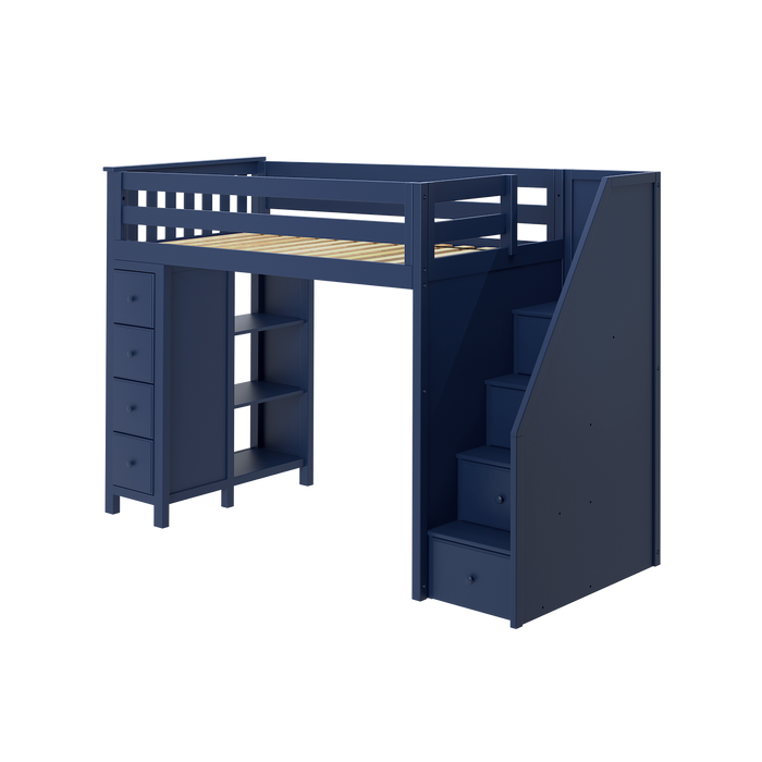 Jackpot Kids Oxford All-In-One Twin Loft Bed with Staircase & Storage