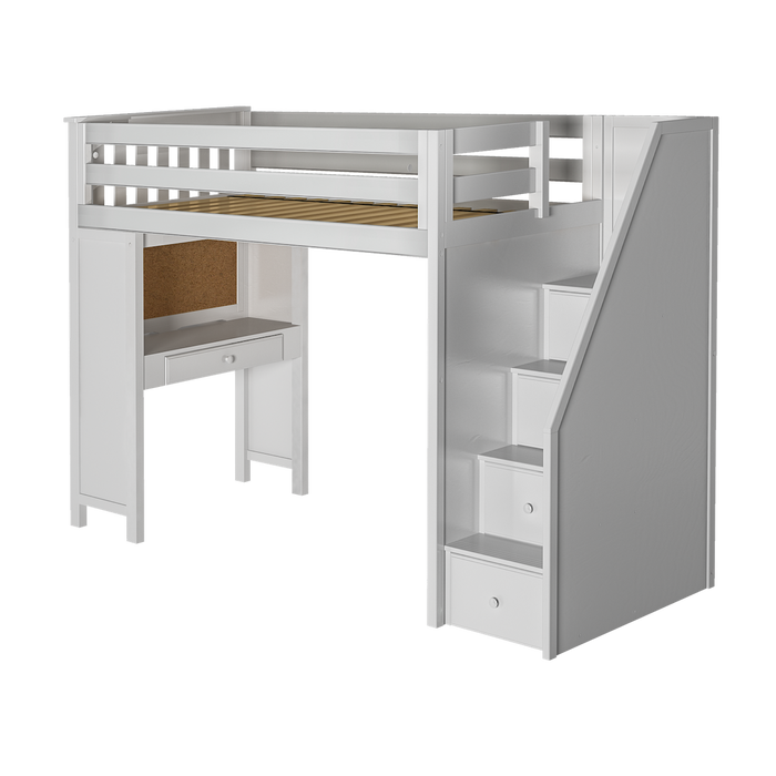 Jackpot Kids Brighton All-In-One Twin Loft Bed with Staircase and Study Desk