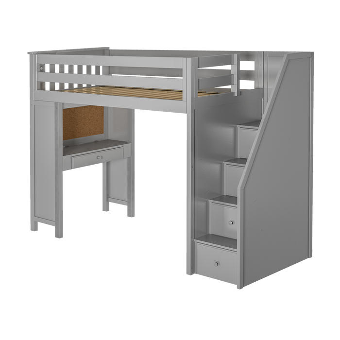 Jackpot Kids Brighton All-In-One Twin Loft Bed with Staircase and Study Desk