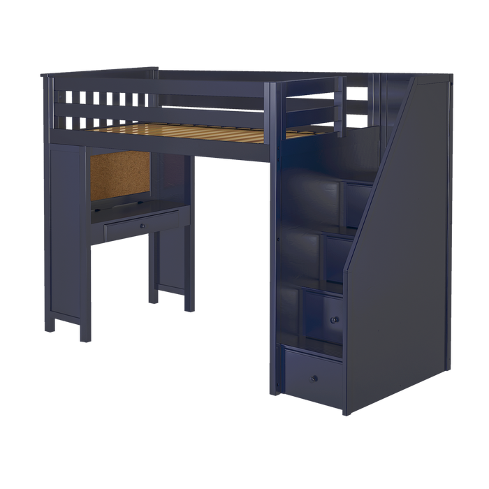 Jackpot Kids Brighton All-In-One Twin Loft Bed with Staircase and Study Desk