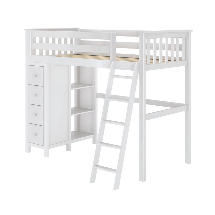 Jackpot Kids Edinburgh Twin All-in-One Ladder Loft Bed with Storage Tower