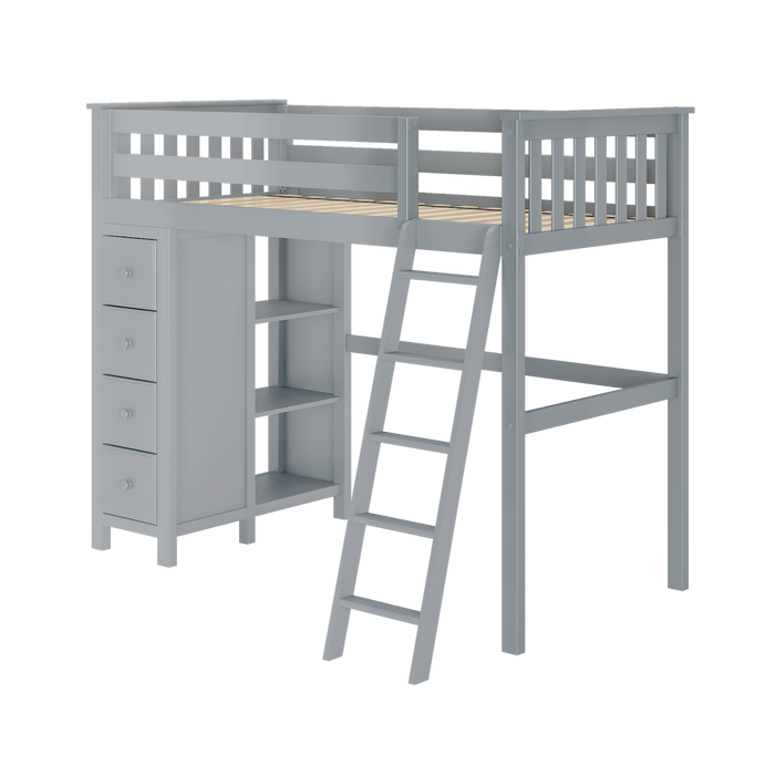 Jackpot Kids Edinburgh Twin All-in-One Ladder Loft Bed with Storage Tower
