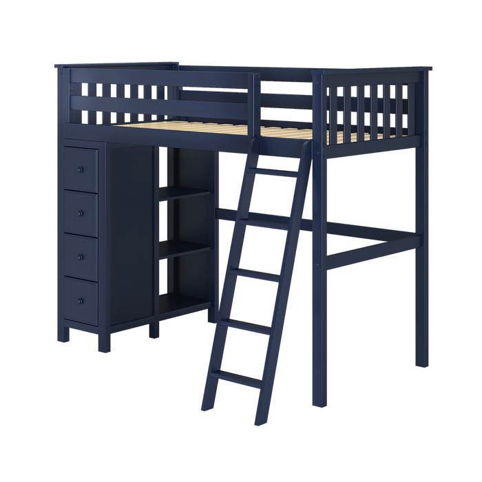 Jackpot Kids Edinburgh Twin All-in-One Ladder Loft Bed with Storage Tower