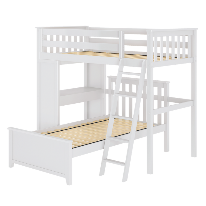 Jackpot Kids Canterbury 1 Twin All-in-One Ladder Loft Bed with Twin Bed & Desk