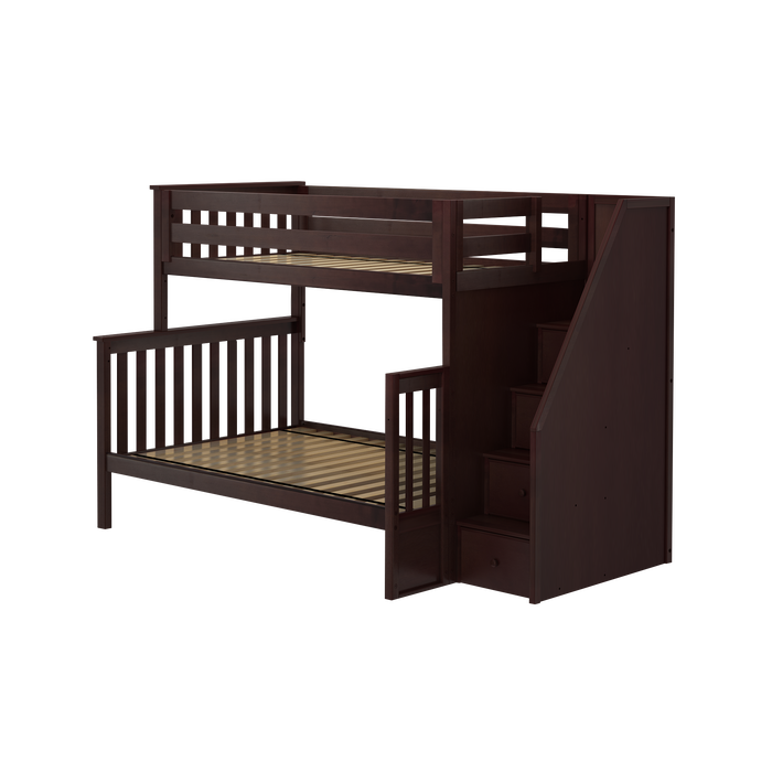 Jackpot Kids Newcastle Twin-over-Full Staircase Bunk Bed with Storage Drawers