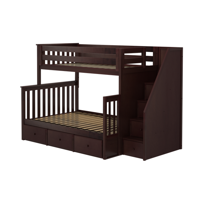 Jackpot Kids Newcastle Twin-over-Full Staircase Bunk Bed with Storage Drawers