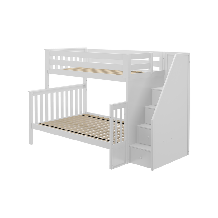 Jackpot Kids Newcastle Twin-over-Full Staircase Bunk Bed with Storage Drawers