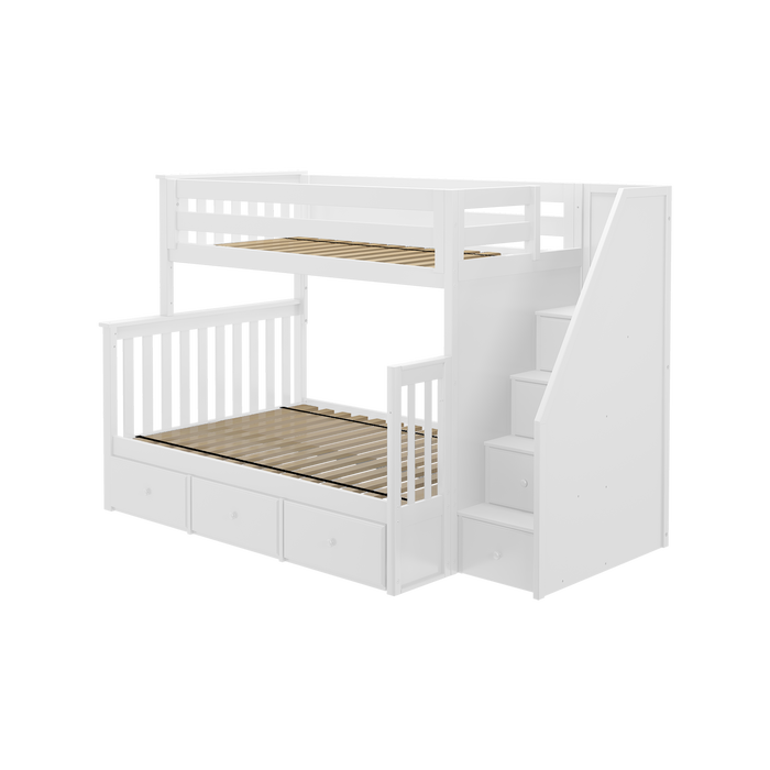 Jackpot Kids Newcastle Twin-over-Full Staircase Bunk Bed with Storage Drawers