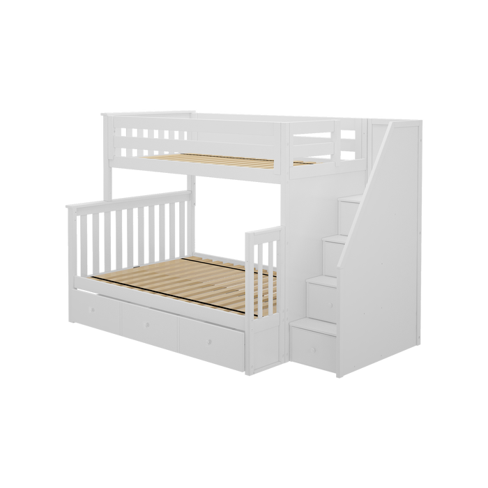 Jackpot Kids Newcastle Twin-over-Full Staircase Bunk Bed with Storage Drawers