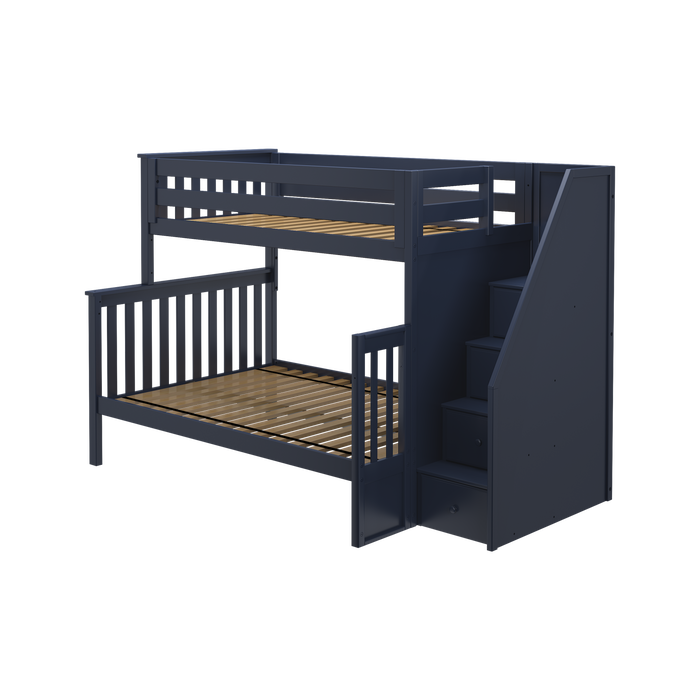 Jackpot Kids Newcastle Twin-over-Full Staircase Bunk Bed with Storage Drawers