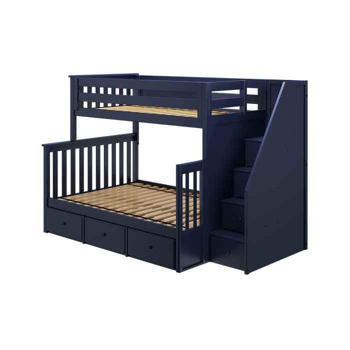 Jackpot Kids Newcastle Twin-over-Full Staircase Bunk Bed with Storage Drawers