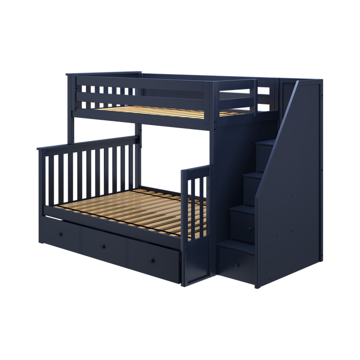 Jackpot Kids Newcastle Twin-over-Full Staircase Bunk Bed with Storage Drawers