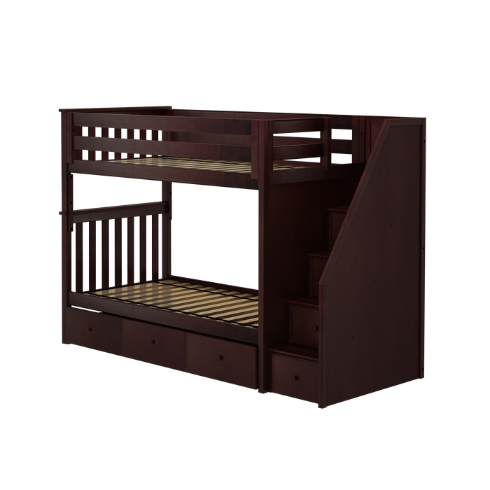 Jackpot Kids Sunderland Twin Staircase Bunk Bed with Built-In Storage Drawers