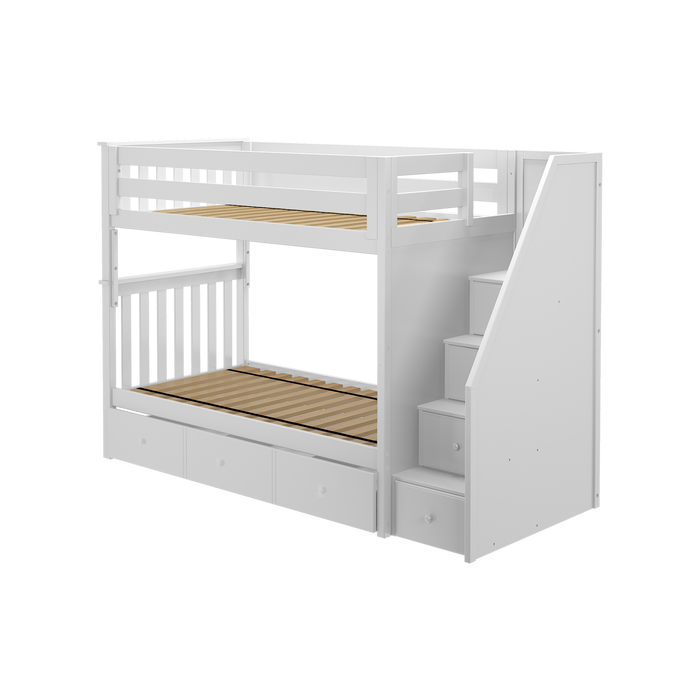 Jackpot Kids Sunderland Twin Staircase Bunk Bed with Built-In Storage Drawers
