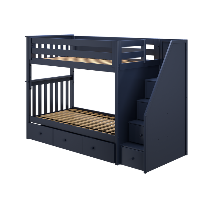 Jackpot Kids Sunderland Twin Staircase Bunk Bed with Built-In Storage Drawers