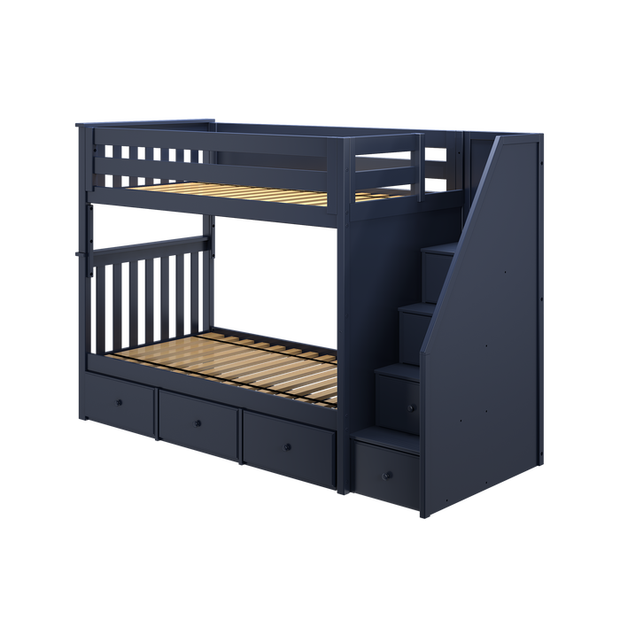 Jackpot Kids Sunderland Twin Staircase Bunk Bed with Built-In Storage Drawers