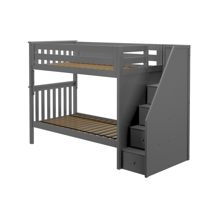 Jackpot Kids Sunderland Twin Staircase Bunk Bed with Built-In Storage Drawers