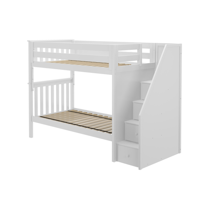 Jackpot Kids Sunderland Twin Staircase Bunk Bed with Built-In Storage Drawers