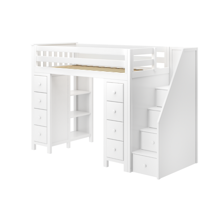 Jackpot Kids Chester All-In-One Twin Loft Bed with Double Storage Towers