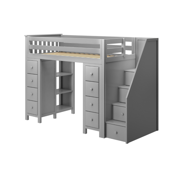 Jackpot Kids Chester All-In-One Twin Loft Bed with Double Storage Towers