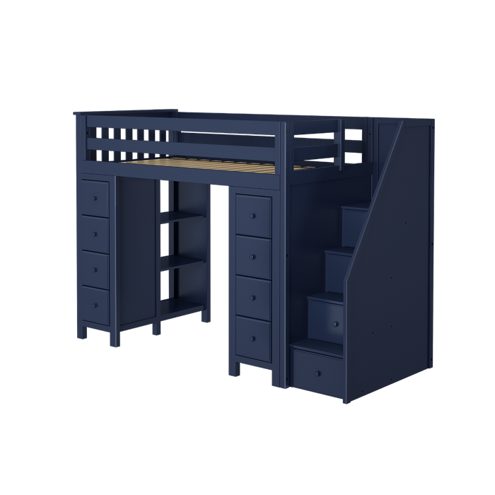 Jackpot Kids Chester All-In-One Twin Loft Bed with Double Storage Towers