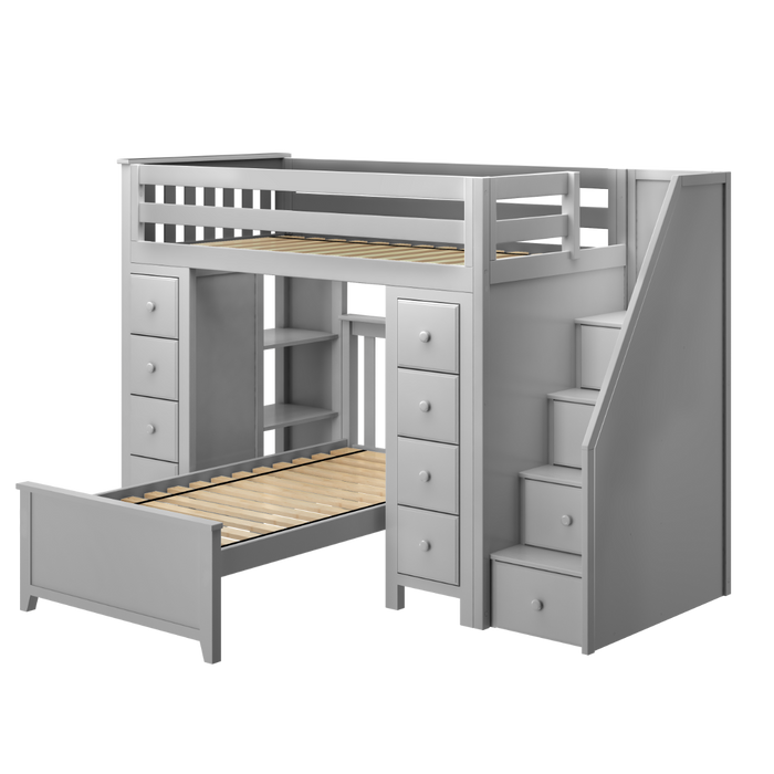 Jackpot Kids Chester 2 All-In-One Twin Loft Bed with Double Storage Towers & Twin Lower Bed
