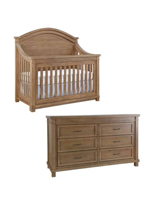 Appleseed Rowan 2-Piece Nursery Set – Arch-Top Crib + Double Dresser