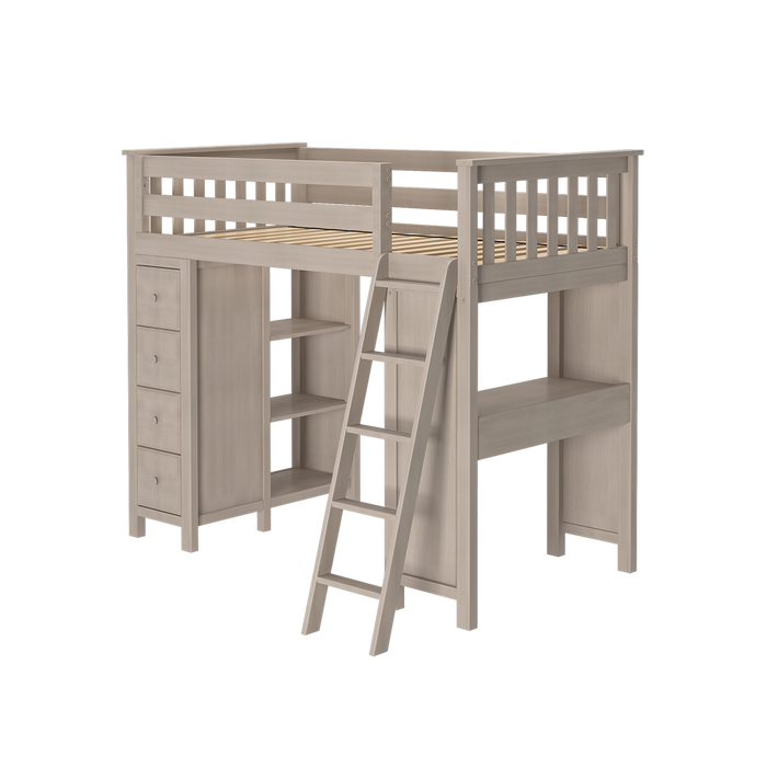 Jackpot Kids Kensington All-In-One Twin Loft Bed with Desk & Storage