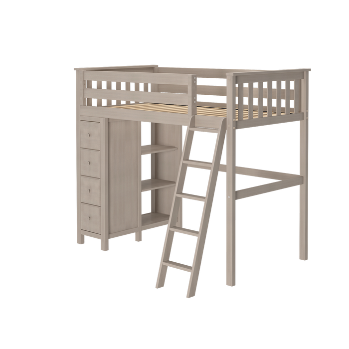 Jackpot Kids Edinburgh Twin All-in-One Ladder Loft Bed with Storage Tower
