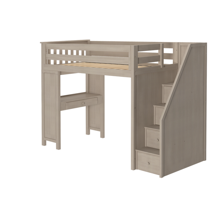 Jackpot Kids Brighton All-In-One Twin Loft Bed with Staircase and Study Desk