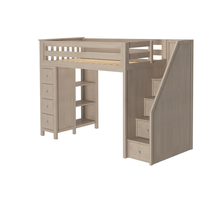 Jackpot Kids Oxford All-In-One Twin Loft Bed with Staircase & Storage