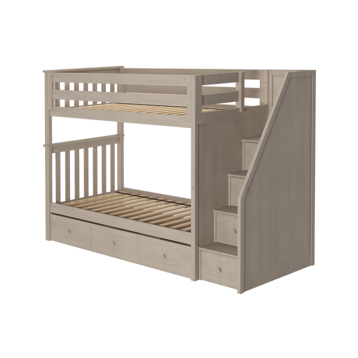 Jackpot Kids Sunderland Twin Staircase Bunk Bed with Built-In Storage Drawers