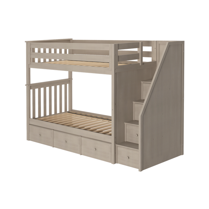 Jackpot Kids Sunderland Twin Staircase Bunk Bed with Built-In Storage Drawers