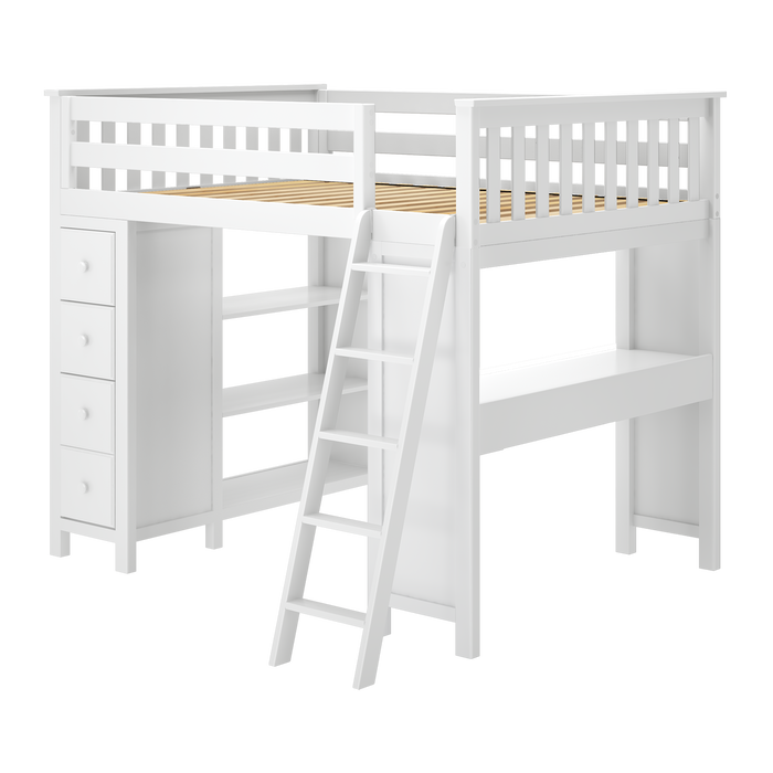 Jackpot Kids Mayfair All-In-One Full Loft Bed with Desk & Storage
