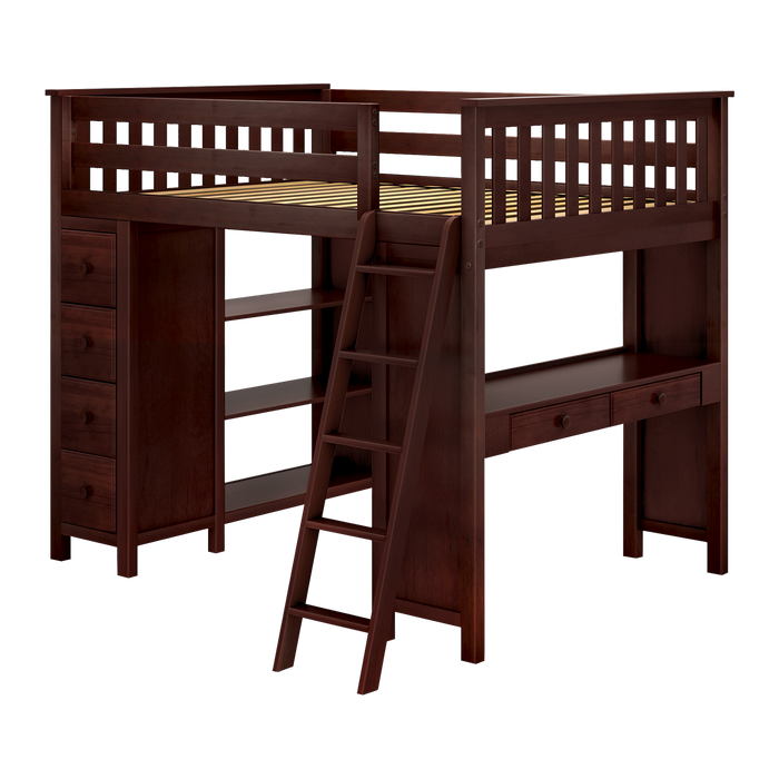 Jackpot Kids Mayfair All-In-One Full Loft Bed with Desk & Storage