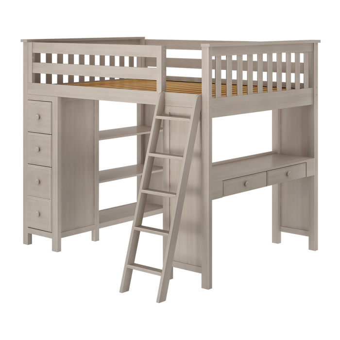 Jackpot Kids Mayfair All-In-One Full Loft Bed with Desk & Storage