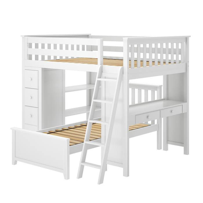Jackpot Kids Mayfair 1 All-In-One Full Loft Bed with Desk, Storage & Lower Bed