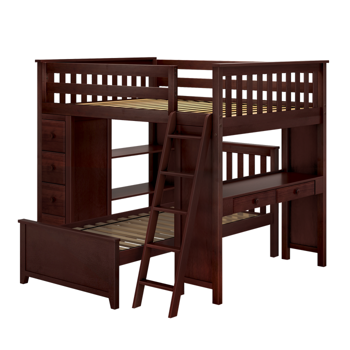Jackpot Kids Mayfair 1 All-In-One Full Loft Bed with Desk, Storage & Lower Bed