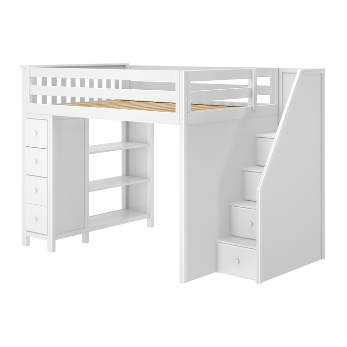 Jackpot Kids Cheltenham All-In-One Full Loft Bed with Staircase & Storage