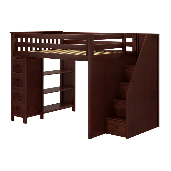 Jackpot Kids Cheltenham All-In-One Full Loft Bed with Staircase & Storage