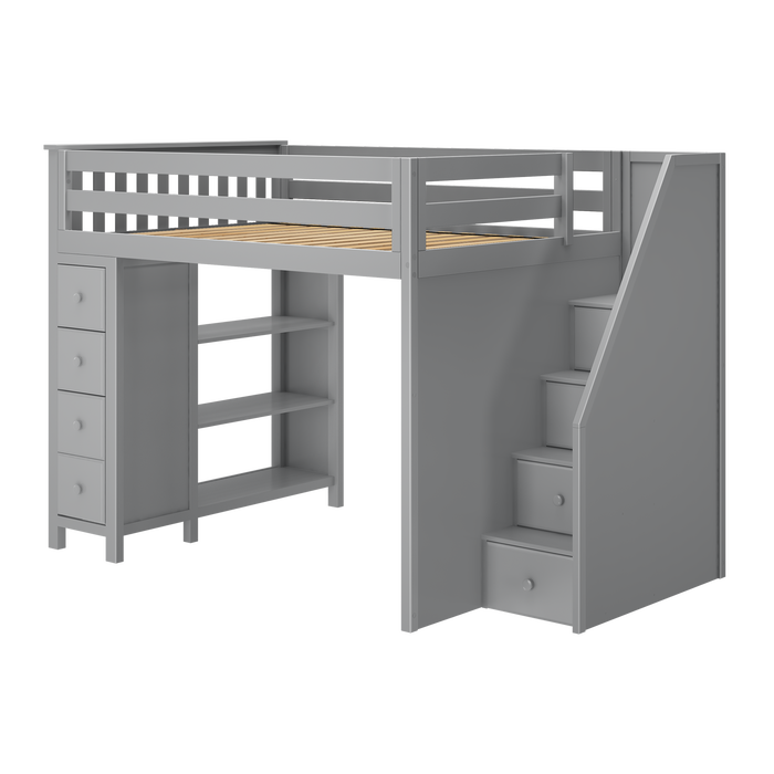 Jackpot Kids Cheltenham All-In-One Full Loft Bed with Staircase & Storage