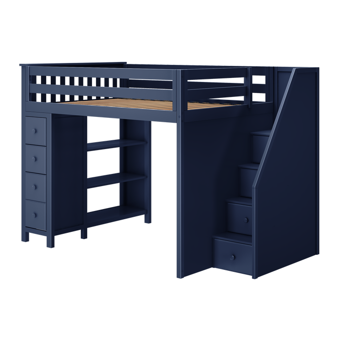 Jackpot Kids Cheltenham All-In-One Full Loft Bed with Staircase & Storage