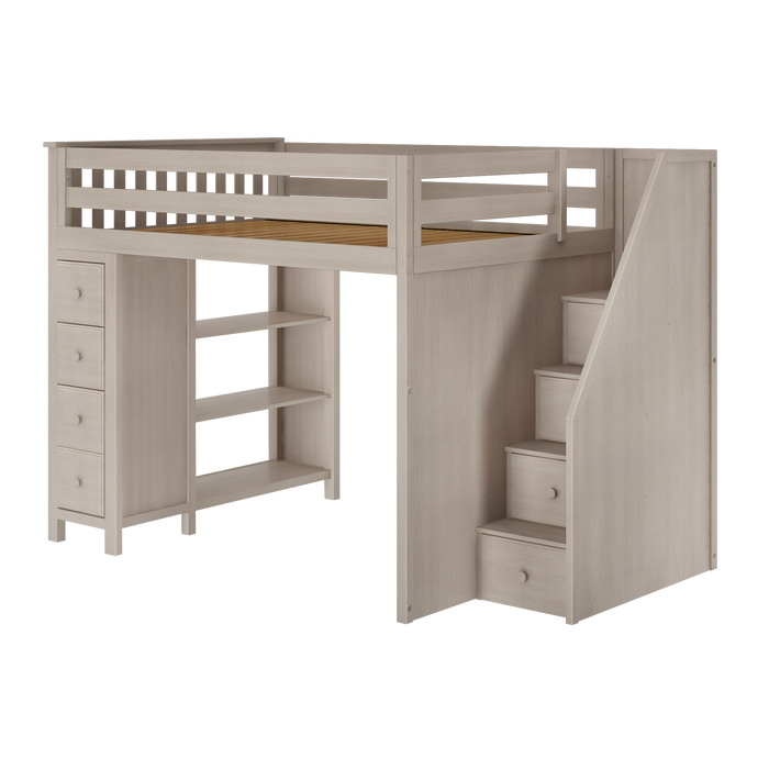 Jackpot Kids Cheltenham All-In-One Full Loft Bed with Staircase & Storage