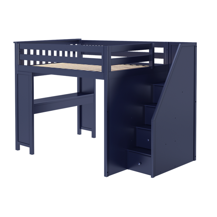 Jackpot Kids Fulham All-In-One Full Loft Bed with Staircase & Desk