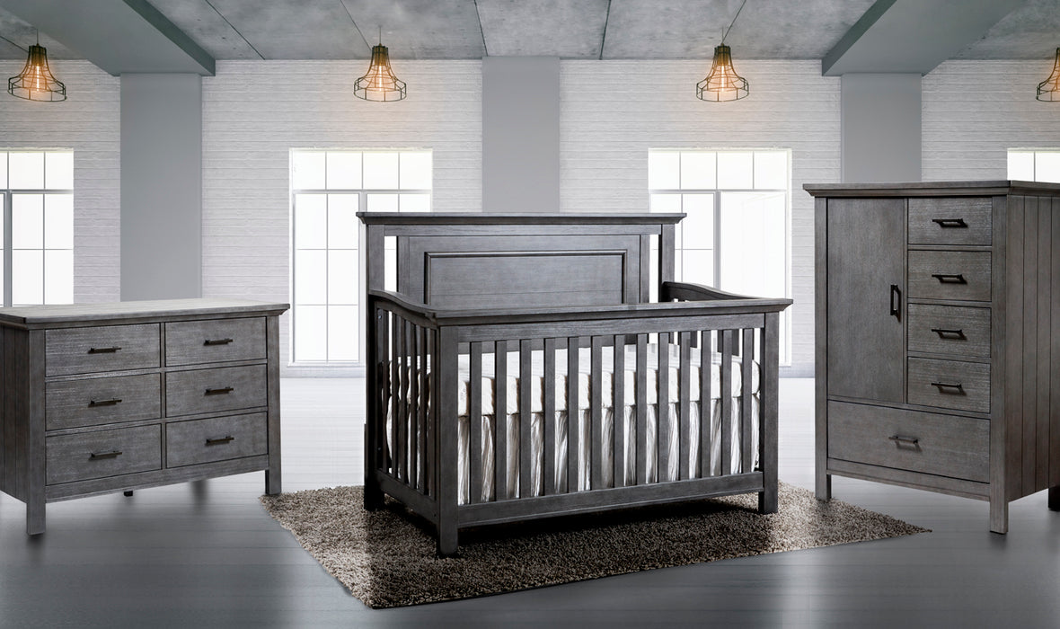 Pali Como Flat Top 3 Piece Nursery Set - Forever Crib + Double Dresser + Door Chest