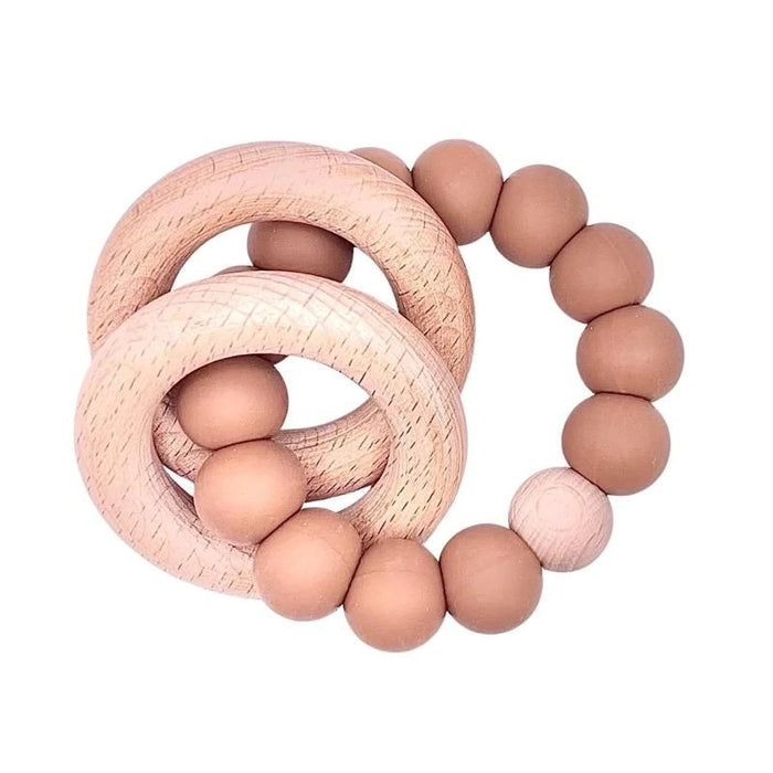 Sugar + Maple 2-Ring Silicone & Wood Teether